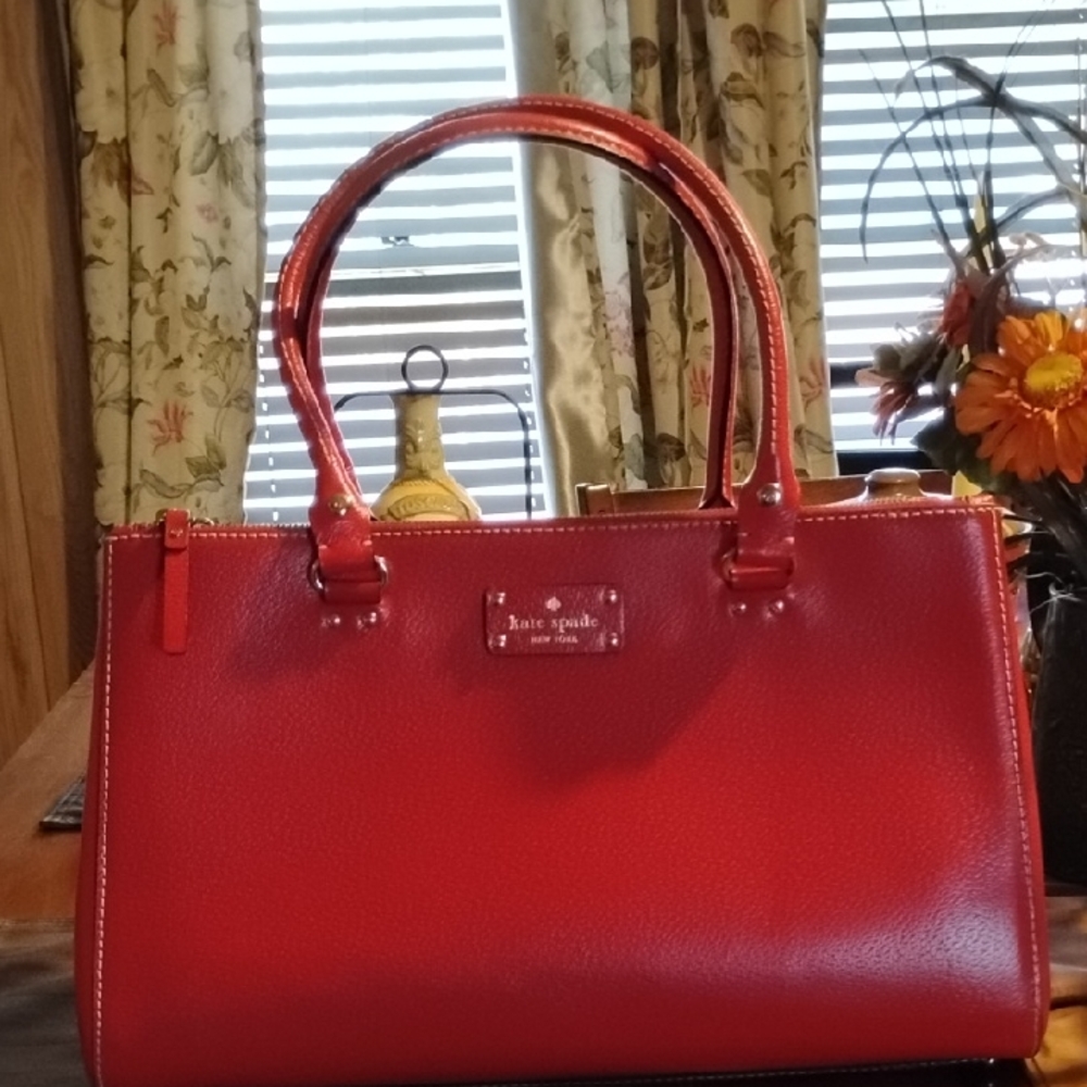 Kate Spade XLarge Red Leather Satchel Tote